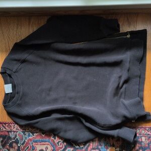 Varley Manning Sweatshirt Horizontal Ribbed Side Gold Zipper Athletic Grey XS